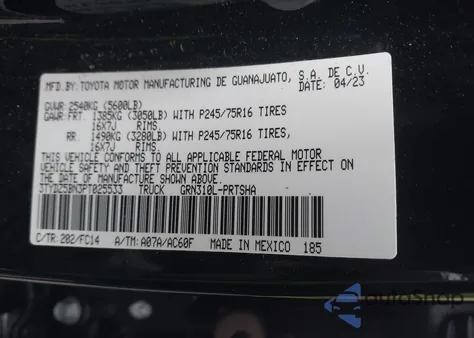 2023 Toyota Tacoma Sr5 V6 from USA, damaged, VIN 3TYDZ5BN3PT025533